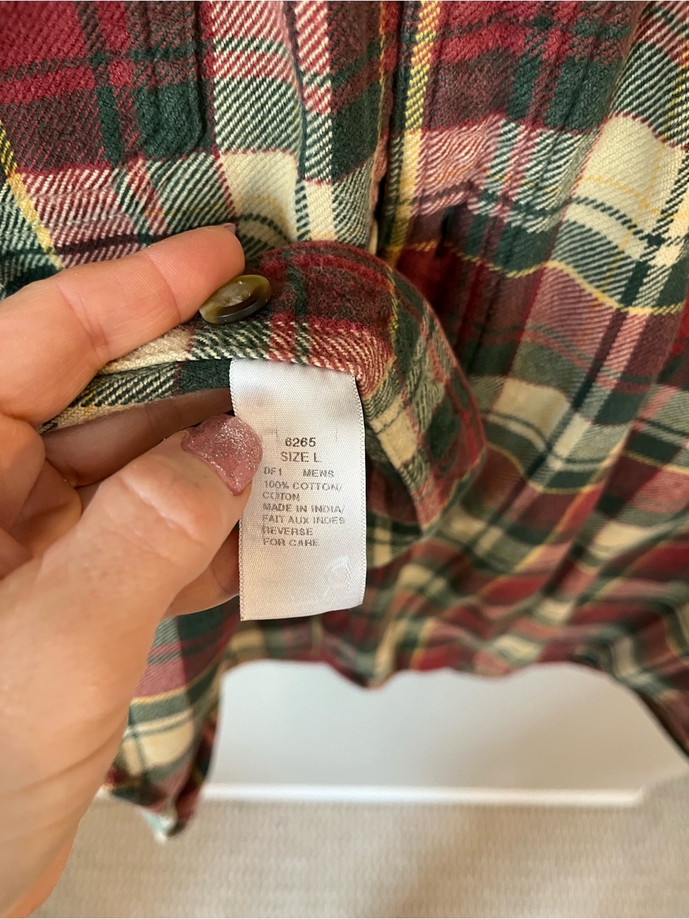 Woolrich 6265 Men’s L Red Green Plaid Flannel Shirt 100% Cotton Outdoor Hiking - Picture 6 of 10
